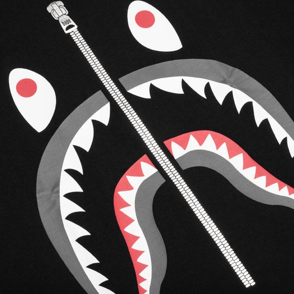 ☆NWT☆A☆Bathing☆Ape☆Silver☆Zipper☆ ☆Black☆Zipper/Black Lips☆ ☆Shark☆Mouth☆XL☆ - Picture 3 of 5
